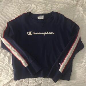 Champion Blue Sweatshirt with Red and White Details